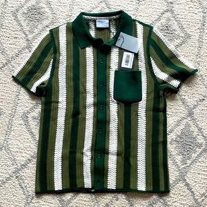 Percival pathos crochet stripe sweater polo